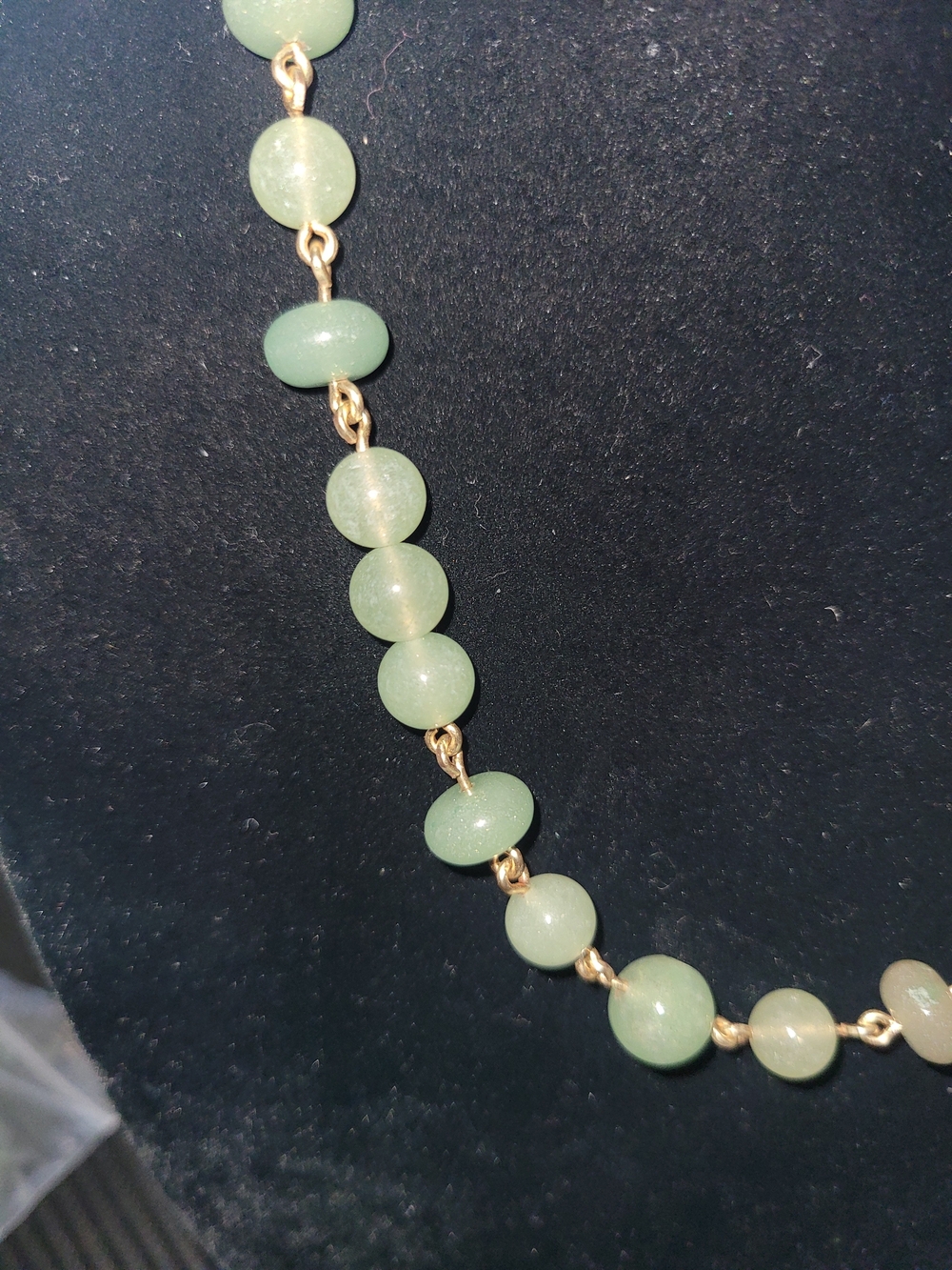 Vintage 16" Light Green Gemstone Station Necklace Wire Wrapped Jade Aventurine - Picture 6 of 10